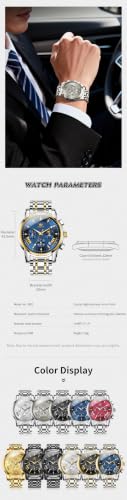 Image of OLEVS Watch for Men Classic Business Dress Analog Quartz Stainless Steel Waterproof Luminous Date Diamond Men Silver Watch