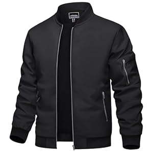 Herren Bomberjacke Leichte Übergangsjacke Fliegerjacke Frühling Sommer Blouson mit Reißverschlusstaschen