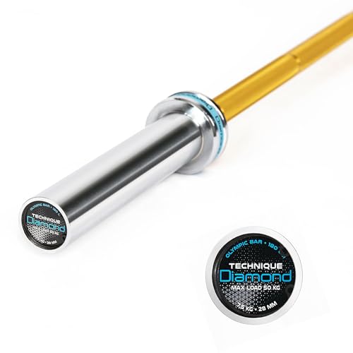 Diamond Technische lange halterstang 7,5 kg van aluminium, belastbaar tot 50 kg, voor halterschijven met boring 50 mm, voor didactiek gewichtheffen, cross-training, fitnessstudio, sterkte en - Afbeelding 4