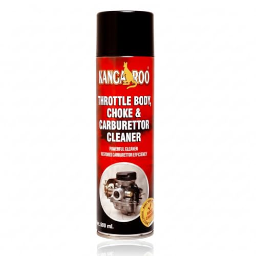 Image of Kangaroo Choke Carburettor Throttle Body Cleaner Spray, 500 ml, Fuel Oil Deposit Cleaner | Removes Carbon, Gum & Varnish | Improves Engine Performance & Fuel Economy | No Dismantling