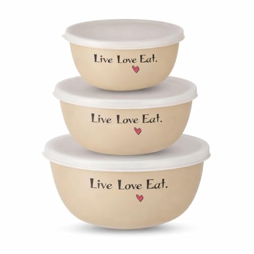 Image of Zaib Stainless Steel Microwave Safe Euro Mixing Bowl Set with Lid | Pack of 3 (14cm,16cm,18cm) | 500ml, 750ml, 1250ml | Freezer Safe (Live Love Eat 3 Regula)