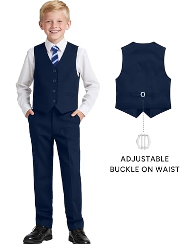 Image of Boy's 4 Button Formal Suit Vest with Tie