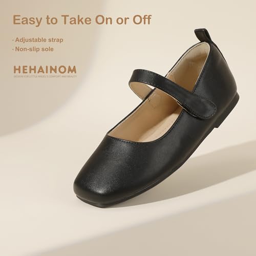 Hehainom Girls Dress Shoes Flower Girl Toddler Little Big Kids Square Toe Flats Mary Jane Wedding School Shoes3