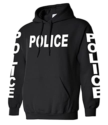 Police - Sheriff Deputy cop Law Enforcement Blue - Fleece Pullover Hoodie (XL, Black)