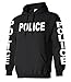 POLICE - sheriff deputy cop law enforcement blue - Fleece Pullover Hoodie (Small, Black)