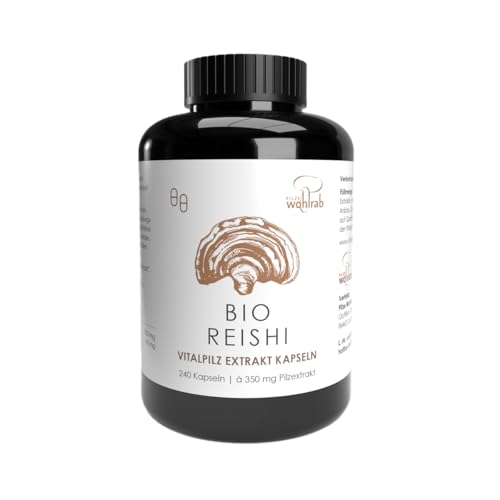 Pilze Wohlrab - Bio Reishi Extrakt - 240 Kapseln à 350 mg Reishi Extrakt je Kapsel - mit Vitamin C - Höchste Bio-Qualität - Nahrungsergänzungsmittel