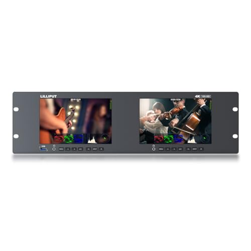 Image of LILLIPUT Dual 7 inch RM7026-12G 3 RU Rackmount HDMI /12G-SDI Monitor 1000 nits high brightness LTPS screens with Wavedform and HDR