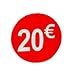 Etiquetas de Precio 20€ Euro Pack de 1000 Pegatinas Redondas Rojas Adhesivo Desplegable Price Stickers Rebajas Descuentos Oferta Liquidación