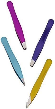 Onyx Professional 4 Pack Mini Tweezers Set, for Shaping Eyebrows, Removing Splinters, Blackheads, Eyelash Tweezers, Travel Tweezer Set
