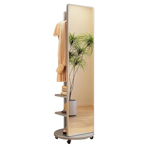 Perchero de pie con Espejo de pie, Espejo de Cuerpo Entero con Perchero de Madera móvil - Espejo de pie y Perchero 2 en 1 para Sala de Estar, Dormitorio y guardarropa.