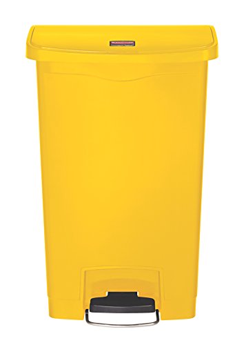 Image of Rubbermaid Commercial Products-1883575 Streamline Slim Step-On Plastic Trash Garbage Can, 13 Gallon, Yellow