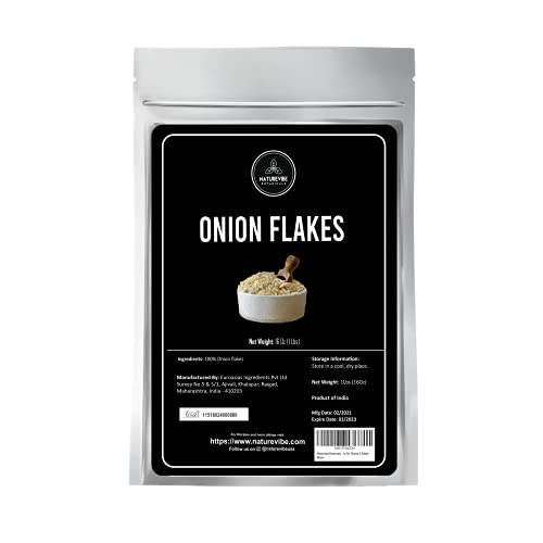 Naturevibe Botanicals Organic Onion Flakes 1 lb, Raw | Allium Cepa | Add to Dry Dishes &amp; Salads [Packaging May Vary]