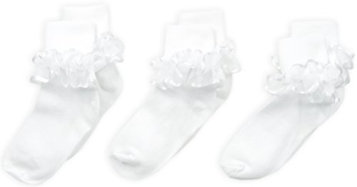 Jefferies Socks Big Girls' Frilly Lace Socks 3 Pair Pack