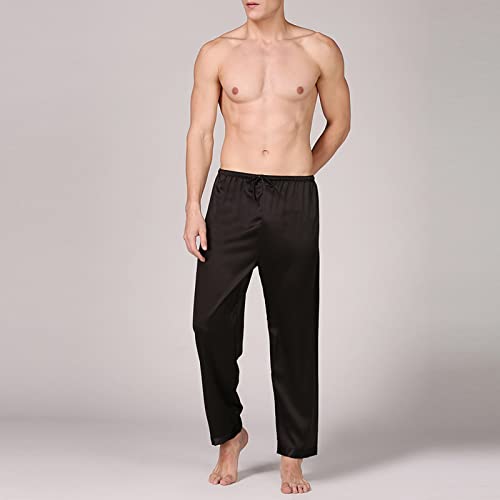 JEShifangjiusu Mens Satin Pyjamas Pants Soft Sleep Bottoms Lounge Pants Lounge Drawstring Silk Satin Pajama Pants M~3XL2