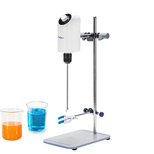 Poafamx 実験室用攪拌機 オーバーヘッド電気ミキサー 大容量電動スターラー デジタルディスプレイ 100-2000rpm 最大撹拌容量20L ステンレス鋼 攪拌棒付き 調節可能 科学研究用/産業研究用/農業研究用/医学研究用 科学研究所/実験室 品質