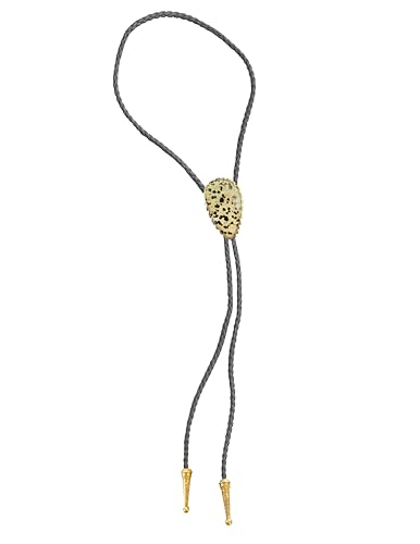 Image of Daisy Del Sol Gemstone Bolo Tie Braided Vegan Faux Leather Natural Stone Gold Handmade Necklace Adjustable Boho Western Jewelry
