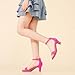 Motasha Girls Heels High Heels for Kids Pink Girls Dress Shoes Open Toe Ankle Strap Pump Little Big Girl Sandals Size 4 Flower Girl Shoes Teen Heel Party Wedding (M7206Suede Fuchsia 4)