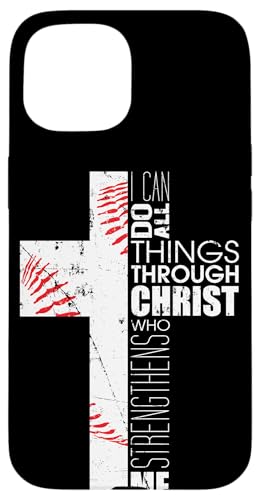 Baseball Phone Cases Teen Boys Coaches Christian Cross Gifts Case for iPhone 15