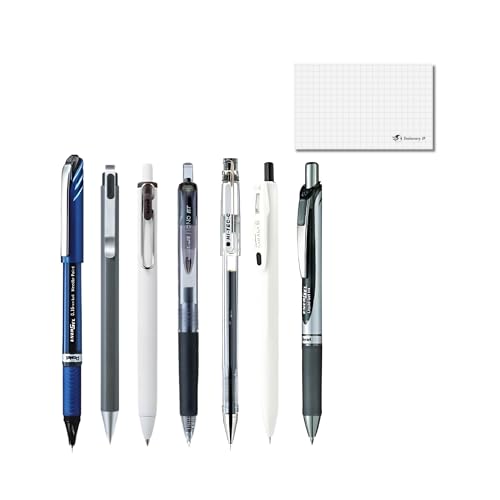 Set de 7 bolígrafos de gel japoneses tinta negra miniatura 1