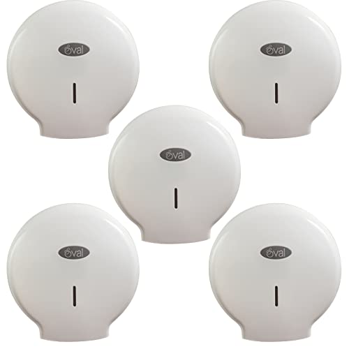 Consejos para Comprar Fabricación de papel - los preferidos. 50 OVAL Dispensador de Papel Higiénico Jumbo Jr Eco PP | Paquete 5 Piezas | Rollos de Papel de hasta 300 MTS | Fabricado en Polipropileno Resistente para baños de Alto tráfico