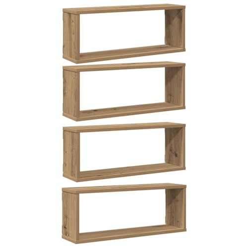 vidaXL Étagères Cube murales 4 pcs chêne Artisanal 60x15x23 cm, Stockage en Forme de Cube, Organisateur en Forme de Cube, étagère Flottante