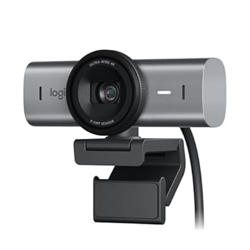 Webcam Ultra HD 4K Logitech MX Brio Com Microfones com Redução de Ruído, Qualidade de Imagem Aprimorada por IA, Protetor de Privacidade e Conexão USB-C - Grafite