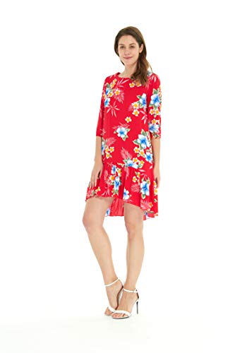 Image of Matchable Family Hawaiian Luau Men Women Girl Boy Clothes in Hibiscus Red