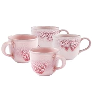 Portmeirion Minerals Mug Rose Quartz Set of 4 | 12oz Ceramic Mug made from Stoneware | Dishwasher, Microwave, Freezer, and Oven Safe | Perfect for Tea, Expresso, Latte | For Kitchen or Cafe