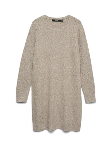 VERO MODA Mini Strickkleid Meliert Langarm Rundhals Regular Fit Kleid Kurz Basic Oberschenkellang VMDOFFY