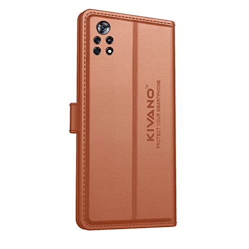Image of KIVANO Compatible with Xiaomi Poco X4 Pro 5G Flip Cover | Leather Finish | Inside Pockets & Inbuilt Stand | Shockproof Wallet Style Magnetic Closure Back Cover Case