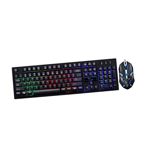 LOORGVEL Clavier Et Souris USB Filaires Gamer, Ensemble Mécanique Rétroéclairé, Noir, Solide, pour Maison Et Bureau, Joueurs, Design Créatif Et Pratique