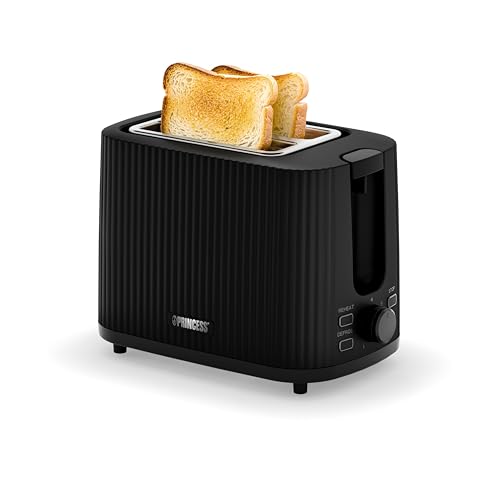 Princess Toaster Wave Edelstahl-Optik, 2 Scheiben, 7 Bräunungsstufen, Auftau- und Aufwärmfunktion, Krümelschublade, Kompaktes Design, 142358