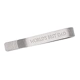 kilofly Men's Hidden Message'WORLD'S BEST DAD' Luxury Tie Bar 2 Inch Silver
