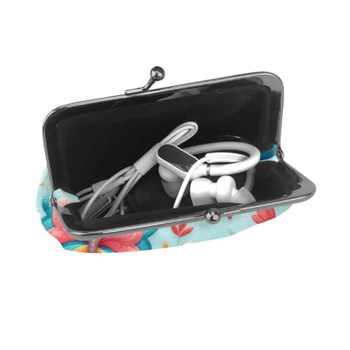 Pu Leather Buckle Coin Purse Butterflies-Flowers-Summery Girls Kiss-Lock Change Purse Wallets4