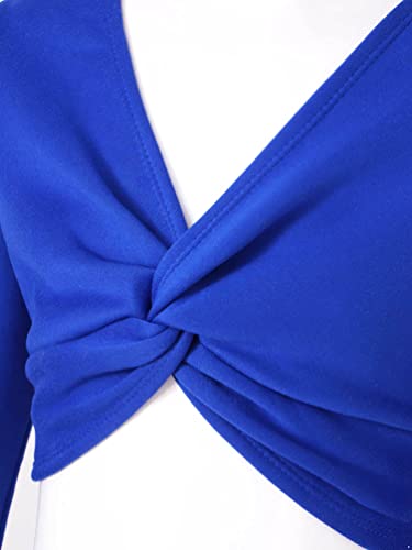 Kids Girls Classic Long Sleeve Ballet Dance Crop Tops Cardigan Shrug Front Knot Wrap Shrug Sweater3