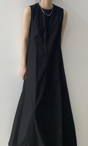 CHARTOU Women Casual Cotton Linen Sleeveless Maxi Dress Ruffle Shift Dress Flowy Beach Summer Long Tank Dress3