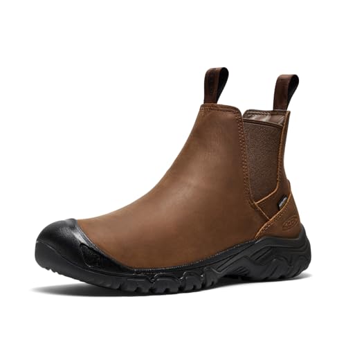 KEEN Men's Anchorage 4 Waterproof Pull On Durable Insulated Snow Boots, Dark Earth/Black, 9