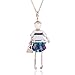 Femmes   Pull Chaîne Collier Bijoux Shine Strass Poupée Pendentifs Cou Chaîne Élégant collier-blanc, Chaîne L-70cm