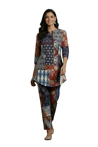Image of DHRUVI TRENDZ Womens Cotton Blend Solid Co-Ord Set Regular Fit Night Dress (DT-W1706&TR799 Cream 2XL)