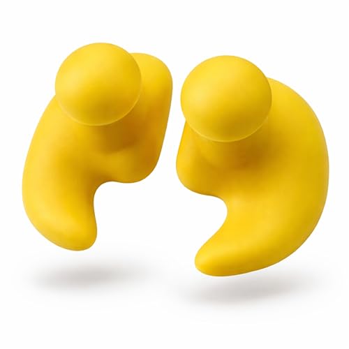 Image of James HealthPlus 1 Pair Waterproof Silicone Earplugs Soft Texture Portable Ear Plugs for Swimming Water Sports with Storage Box (Yellow)