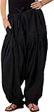 ANARO Black Cotton Patiala Salwar(Pant) for Women (Size 56W X 39L)