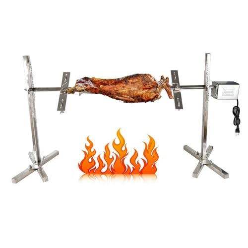 kunghei 53inch BBQ Rotisserie Stand Grill Kit with 25W Motor Automatic Rotisserie, Charcoal Spit Outdoor Grill Tool Portable Large Rotisserie Spit Roaster Rod Picnic Outdoor Camping Party