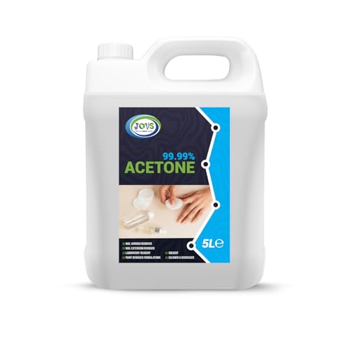 99.99% Pure Acetone 5 Litre | Professional Strength Nail Polish Remover | Acrylic UV/LED Nail Glue & Varnish Remover | Salon-Quality Multi-Purpose Solvent.