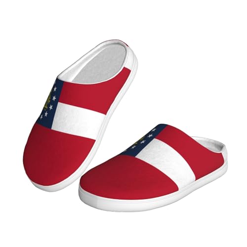 Cozy Georgia Flag print Slippers Indoor and Outdoor Fuzzy House Shoes Anti-Skid Sole Gifts for Women Indoor Scuff2