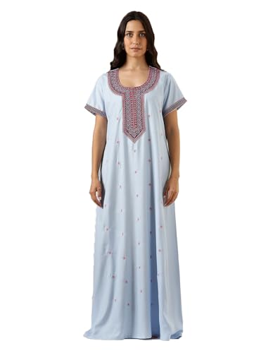 Image of 9shines Label Stylish Alpine Nighty Maxi for Women | Full Length Trendy Nightgown | Premium Nightdress | Nightwear | Heavy Embroidery Nighty with Pockets(2891)