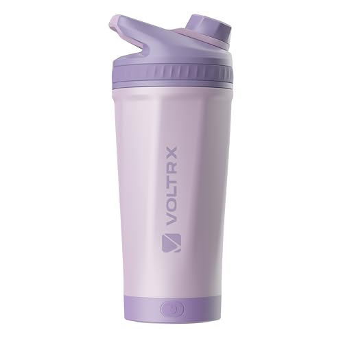 Image of VOLTRX ChillMix Shaker Bottle Insulated Stainless Steel - USB C Rechargeable Electric Protein Shake Mixer, Shaker Cups for Protein Shakes and Meal Replacement, Dream Purple, 16 oz