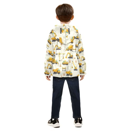 CHIFIGNO Cute Construction Vehicles Cranes Toddler Snow Jacket Soft Fall Jacket for Boy 3T4