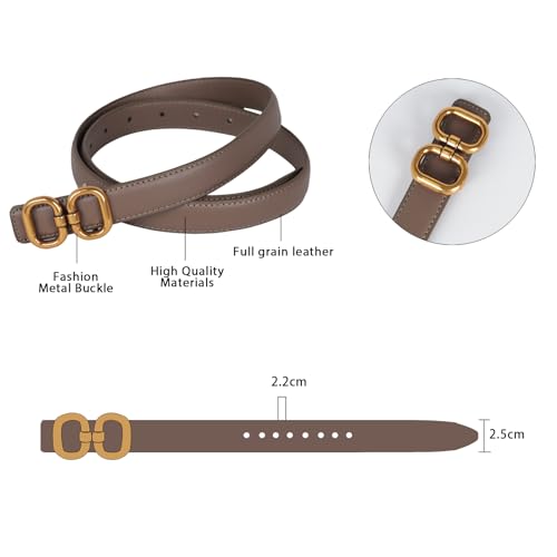 Image of Aurolran Women's Fashion Classic Metal Buckle Leather Belt with Jeans Dress