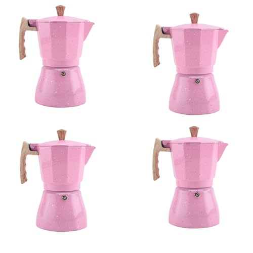 Janasiba 4X Latte Moka Caffè Macchina Moka Espresso Cafeteira Percolatore Pentola Campo Caffè Macchina 300 Ml Rosa