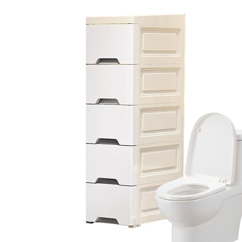 Quorvex Armario de Almacenamiento para Espacios Pequeños - Armario Estrecho De Cocina con Ruedas para Almacenamiento,Organizador Vertical De 5 Niveles con Cajones para Dormitorios Salones Y Entornos